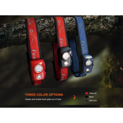 Fenix HL32RTRED - LED uppladdningsbar pannlampa LED/USB/3xAAA IP66 800 lm 300 h röd/orange