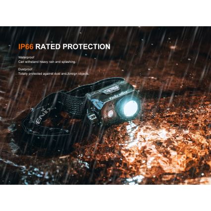 Fenix HL45R - LED Ljusreglerad uppladdningsbar fokusering pannlampa LED/USB IP66 1000 glansig 240 h svart