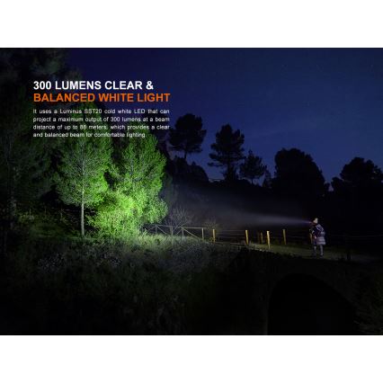 Fenix HM23V20 - LED Ljusreglerad pannlampa LED/1xAA IP68 300 lm 100 h