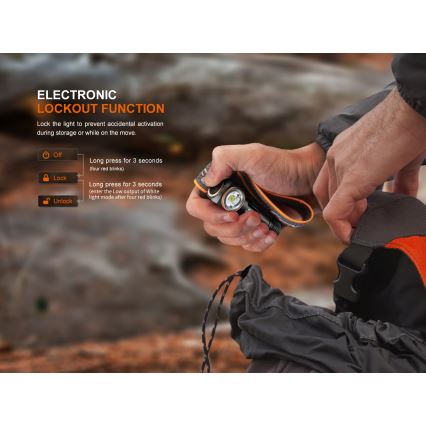 Fenix HM23V20 - LED Ljusreglerad pannlampa LED/1xAA IP68 300 lm 100 h