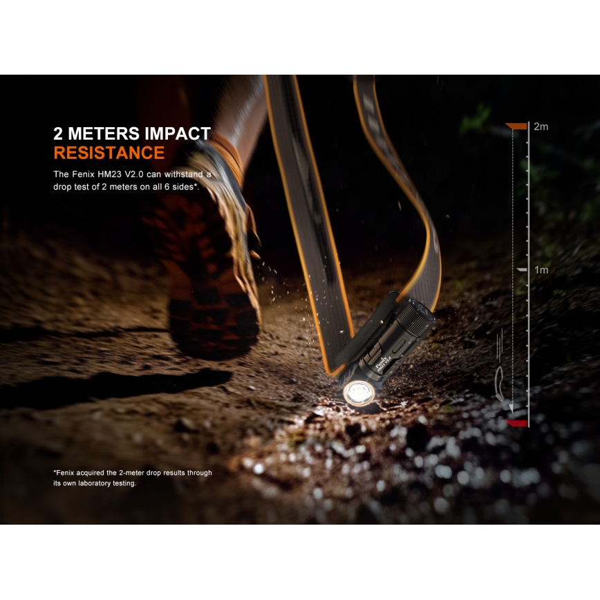 Fenix HM23V20 - LED Ljusreglerad pannlampa LED/1xAA IP68 300 lm 100 h