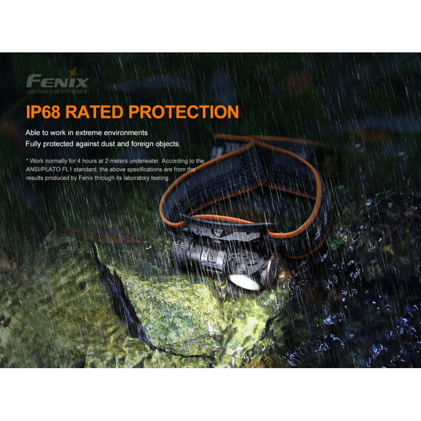 Fenix HM50RV20 - LED uppladdningsbar pannlampa 3xLED/USB/1xCR123A IP68 700 glansig 120 h 700 mAh