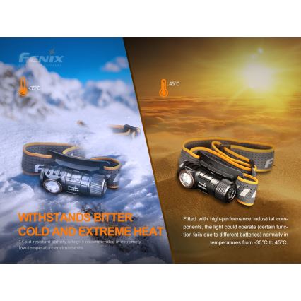 Fenix HM50RV20 - LED uppladdningsbar pannlampa 3xLED/USB/1xCR123A IP68 700 glansig 120 h 700 mAh