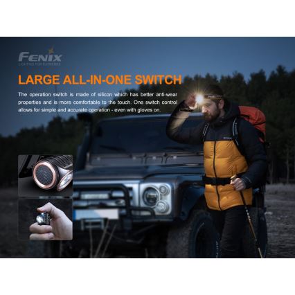 Fenix HM50RV20 - LED uppladdningsbar pannlampa 3xLED/USB/1xCR123A IP68 700 glansig 120 h 700 mAh