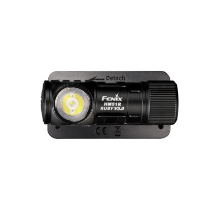 Fenix HM51RV3ABL - Dimbar uppladdningsbar LED-pannlampa LED/USB/1xCR123A 950 mAh IP68 860 lm 125 h svart