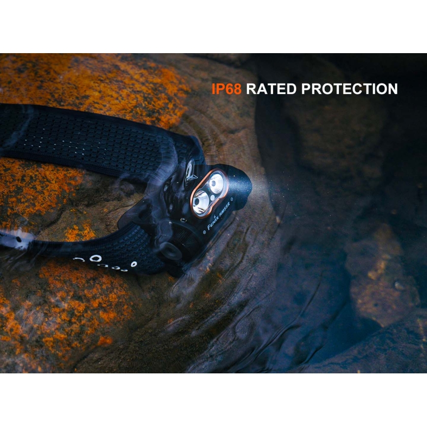 Fenix HM55RABL - Dimmbar uppladdningsbar pannlampa LED/USB/1xCR123A 1600 mAh IP68 1200 lm 141,2 h svart