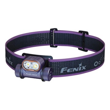 Fenix HM55RPRP - LED-dimmbar uppladdningsbar pannlampa LED/USB/1xCR123A 1600 mAh IP68 1200 lm 141,2 h lila/svart