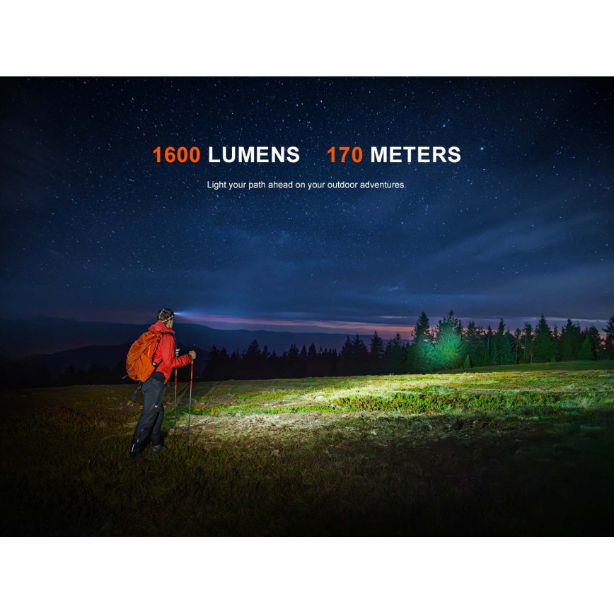 Fenix HM60RV20 - LED-dimmbar uppladdningsbar pannlampa LED/USB 4000 mAh IP68 1600 lm 292 h orange