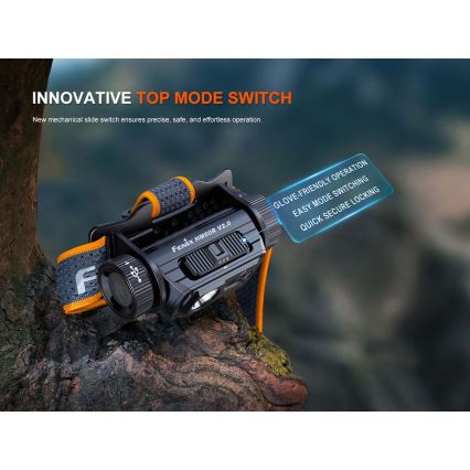 Fenix HM60RV20 - LED-dimmbar uppladdningsbar pannlampa LED/USB 4000 mAh IP68 1600 lm 292 h orange