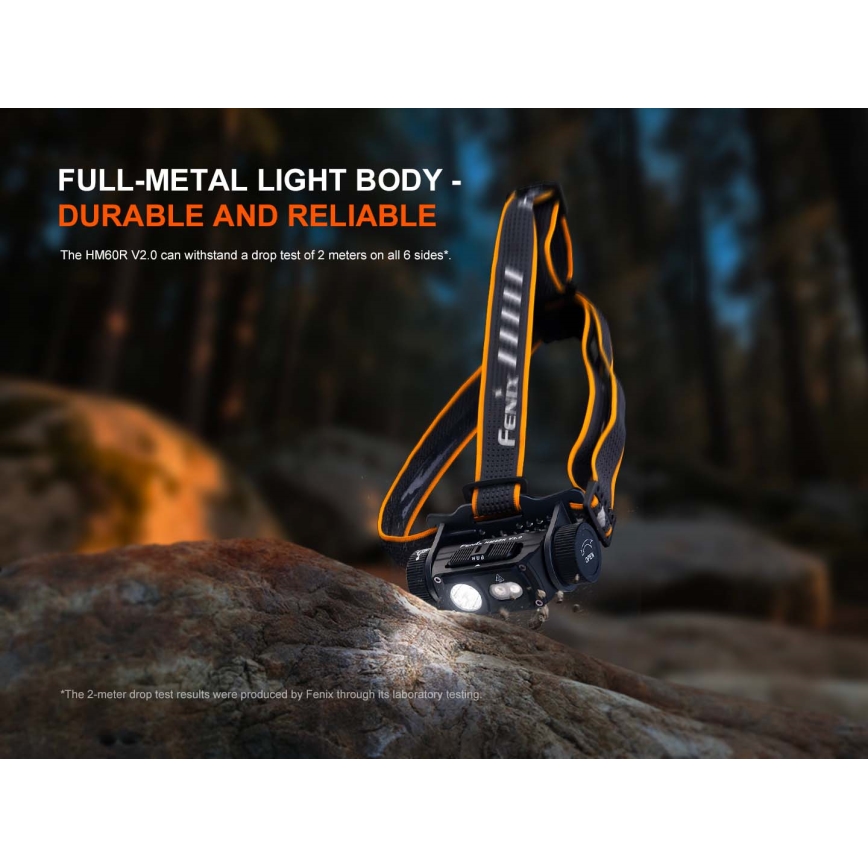 Fenix HM60RV20 - LED-dimmbar uppladdningsbar pannlampa LED/USB 4000 mAh IP68 1600 lm 292 h orange