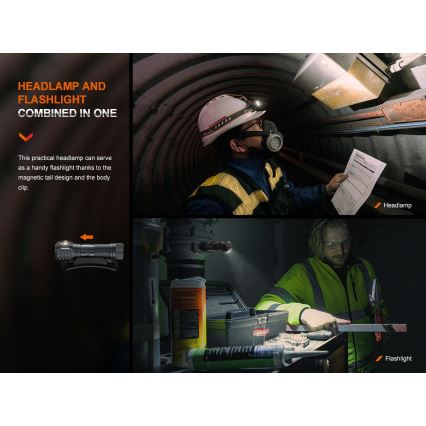 Fenix HM61RV20 - LED uppladdningsbar pannlampa LED/USB/2xCR123A IP68 1600 lm 300 h 3400 mAh