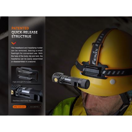 Fenix HM61RV20 - LED uppladdningsbar pannlampa LED/USB/2xCR123A IP68 1600 lm 300 h 3400 mAh