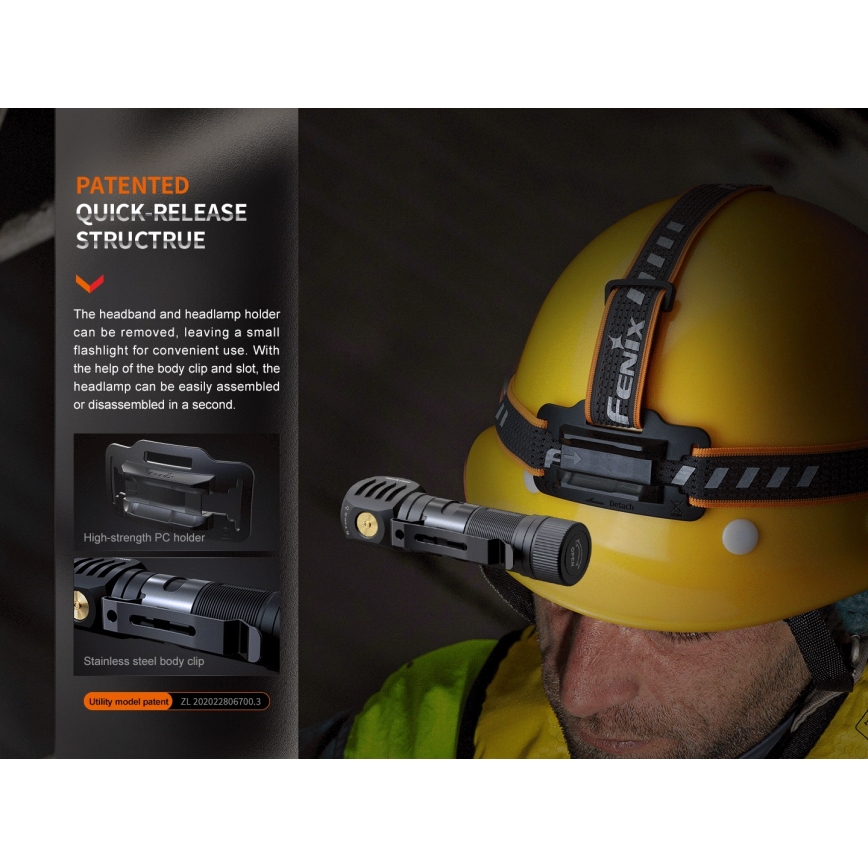 Fenix HM61RV20 - LED uppladdningsbar pannlampa LED/USB/2xCR123A IP68 1600 lm 300 h 3400 mAh