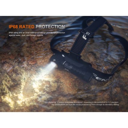 Fenix HM61RV30 - Dimbar laddningsbar pannlampa LED/USB/1xCR123A 4000 mAh IP68 1800 lm 400 h svart