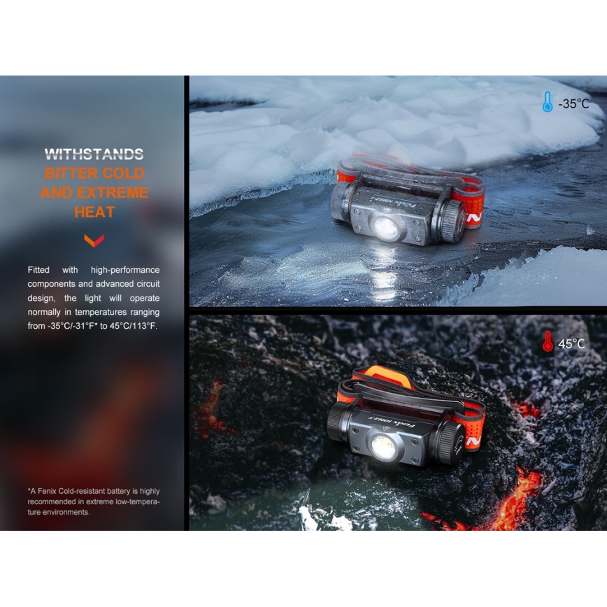 Fenix HM62TMGM - LED Ljusreglerad uppladdningsbar pannlampa LED/USB IP68 1200 glansig 280 h 3400 mAh