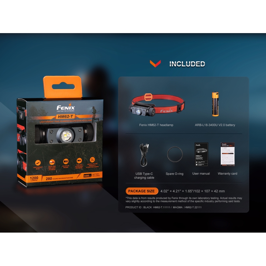 Fenix HM62TMGM - LED Ljusreglerad uppladdningsbar pannlampa LED/USB IP68 1200 glansig 280 h 3400 mAh