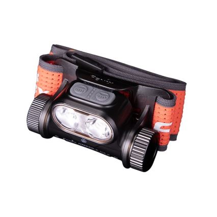 Fenix HM65RTV20BLC- LED Ljusreglerad uppladdningsbar pannlampa LED/USB/2xCR123A IP68 3400 mAh svart/orange