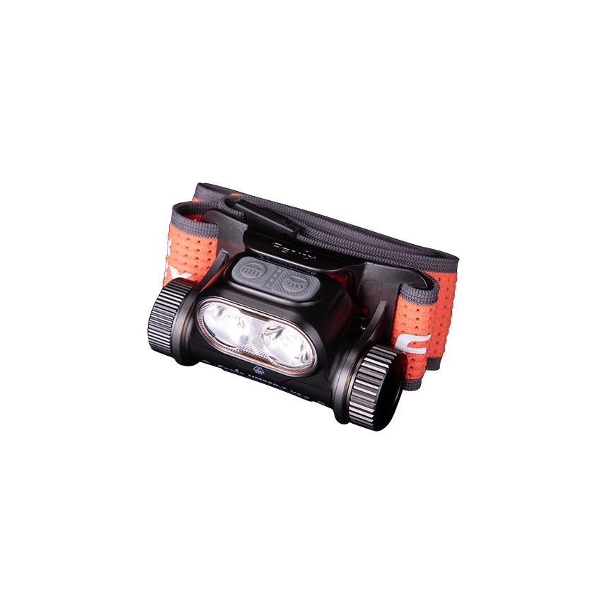 Fenix HM65RTV20BLC- LED Ljusreglerad uppladdningsbar pannlampa LED/USB/2xCR123A IP68 3400 mAh svart/orange