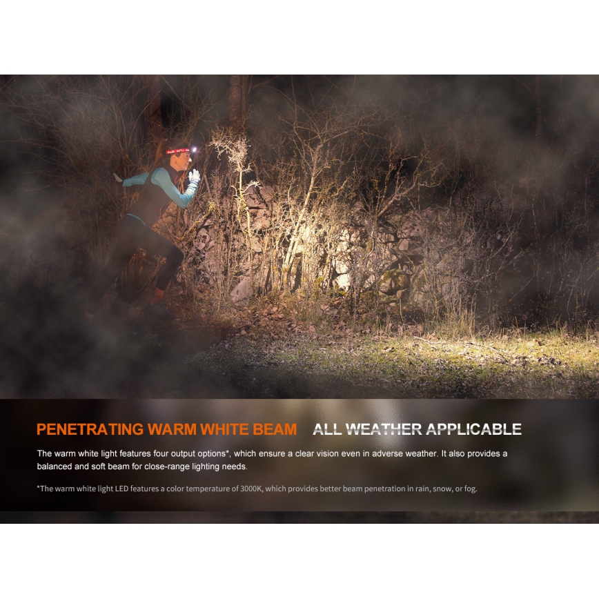 Fenix HM65RTV20PRP - LED uppladdningsbar pannlampa med dimmer LED/USB/2xCR123A IP68 1600 lm 300h 3400 mAh svart/lila