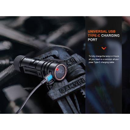 Fenix HM71R - LED uppladdningsbar pannlampa LED/USB IP68 2700 glansig 400 h 5000 mAh