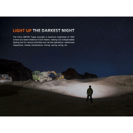 Fenix HM75RTOPAZ - LED Ljusreglerad uppladdningsbar pannlampa LED/USB IP68 1600 glansig 210 h 4000 mAh