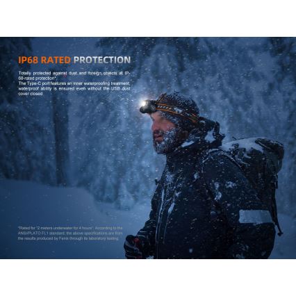 Fenix HM75RTOPAZ - LED Ljusreglerad uppladdningsbar pannlampa LED/USB IP68 1600 glansig 210 h 4000 mAh