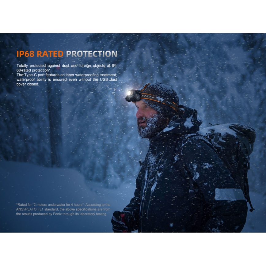 Fenix HM75RTOPAZ - LED Ljusreglerad uppladdningsbar pannlampa LED/USB IP68 1600 glansig 210 h 4000 mAh
