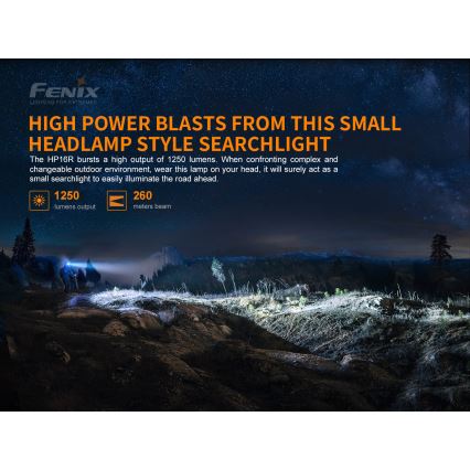 Fenix HP16R1250 - LED uppladdningsbar pannlampa 3xLED/USB 4xAA IP66 1250 lm 600 h 3000 mAh