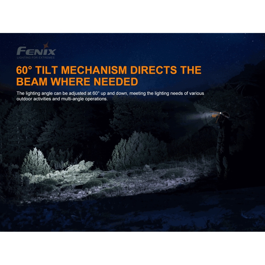 Fenix HP16R1250 - LED uppladdningsbar pannlampa 3xLED/USB 4xAA IP66 1250 lm 600 h 3000 mAh