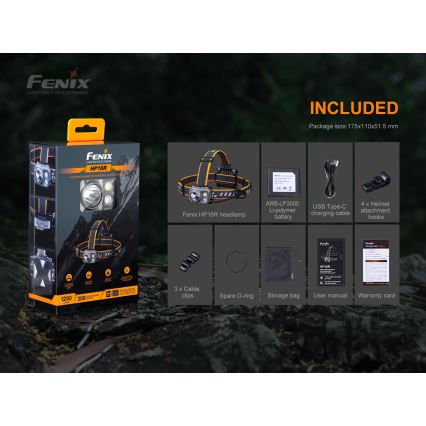 Fenix HP16R1250 - LED uppladdningsbar pannlampa 3xLED/USB 4xAA IP66 1250 lm 600 h 3000 mAh
