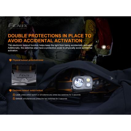 Fenix HP25RV20 - LED Ljusreglerad rechargeable headlamp 3xLED/1x21700 IP66 1600 lm 800 h