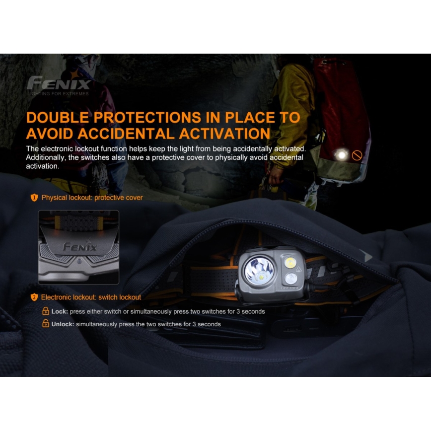 Fenix HP25RV20 - LED Ljusreglerad rechargeable headlamp 3xLED/1x21700 IP66 1600 lm 800 h