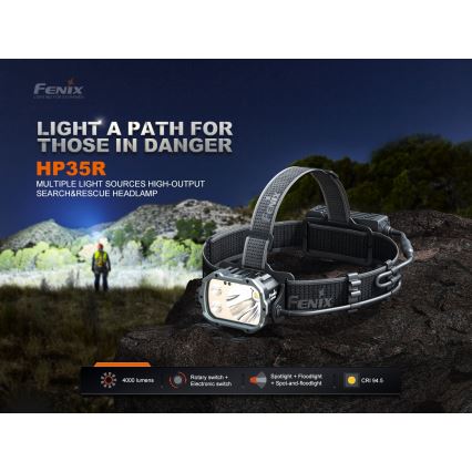 Fenix HP35R - Dimmbar uppladdningsbar LED-pannlampa LED/USB 5000 mAh IP66 4000 lm 500 h svart