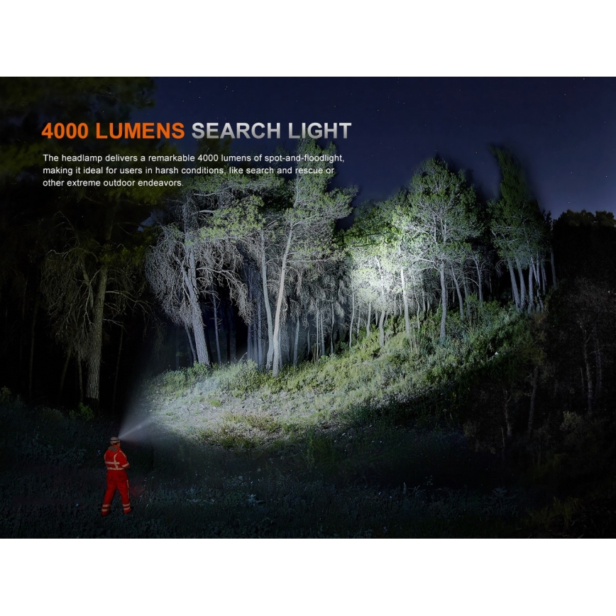 Fenix HP35R - Dimmbar uppladdningsbar LED-pannlampa LED/USB 5000 mAh IP66 4000 lm 500 h svart