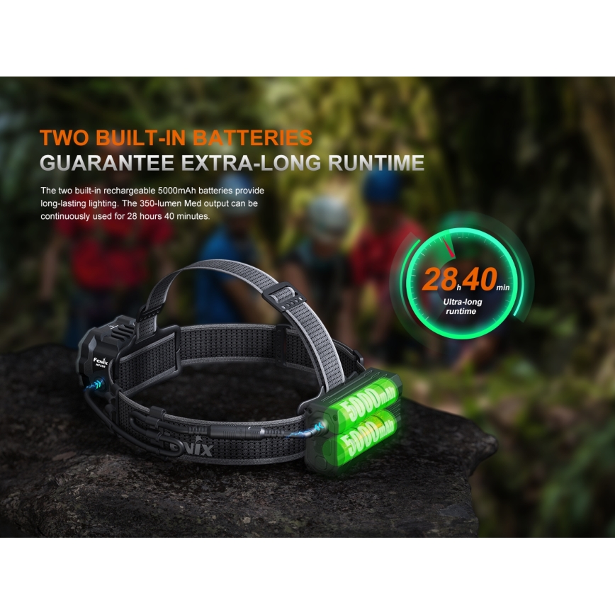 Fenix HP35R - Dimmbar uppladdningsbar LED-pannlampa LED/USB 5000 mAh IP66 4000 lm 500 h svart