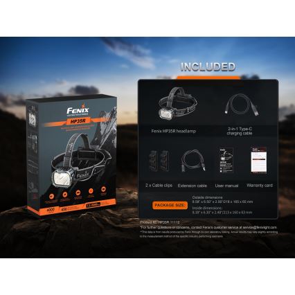 Fenix HP35R - Dimmbar uppladdningsbar LED-pannlampa LED/USB 5000 mAh IP66 4000 lm 500 h svart
