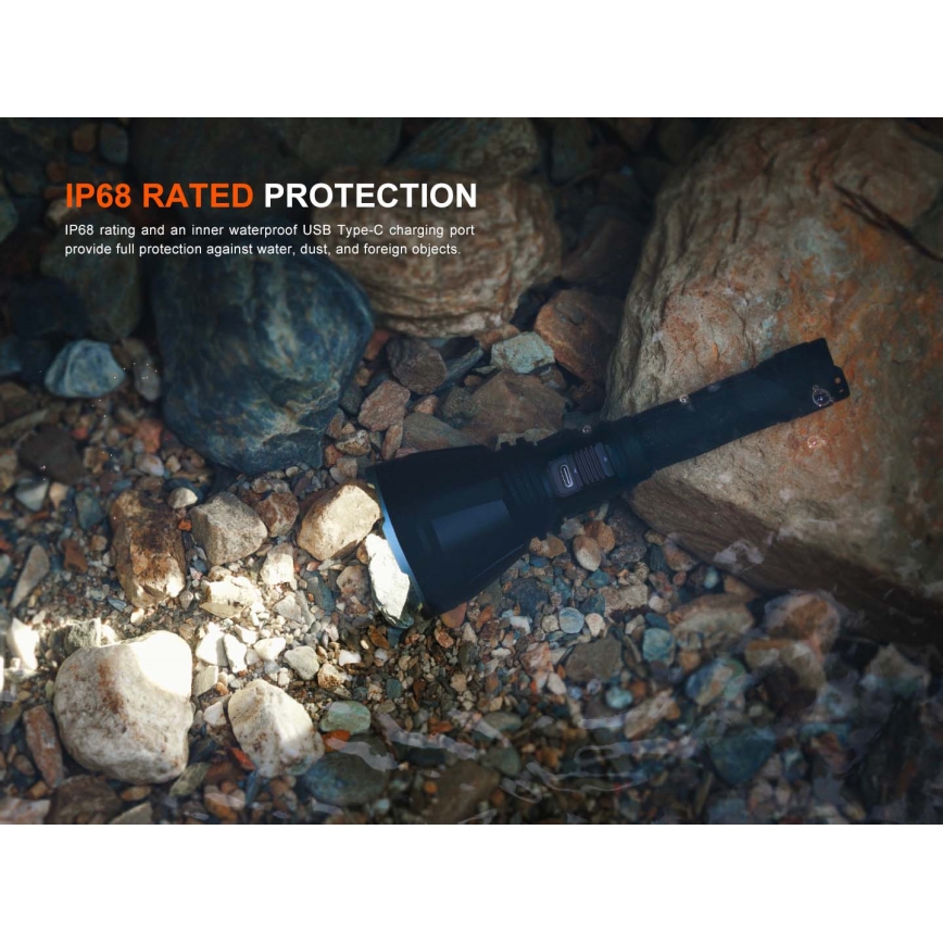 Fenix HT18RV20 - LED-dimbar uppladdningsbar ficklampa LED/USB 6000 mAh IP68 3700 lm 87 h svart