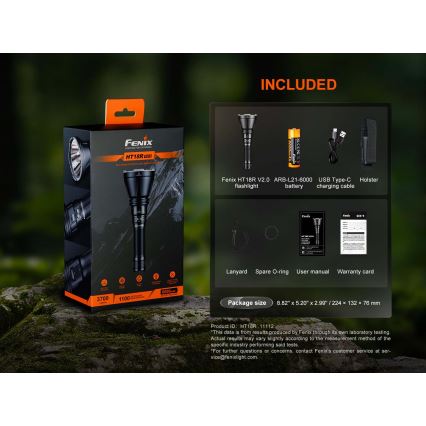 Fenix HT18RV20 - LED-dimbar uppladdningsbar ficklampa LED/USB 6000 mAh IP68 3700 lm 87 h svart