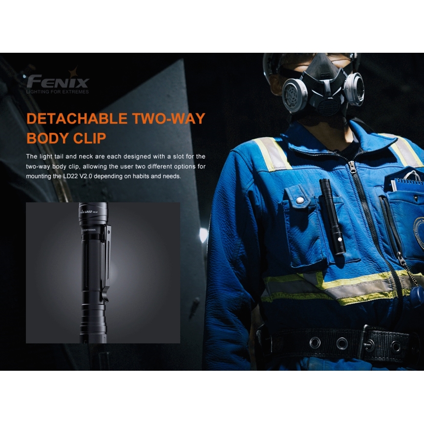 Fenix LD22V20 - LED uppladdningsbar ficklampa LED / USB IP66 800 lm 220 timmar