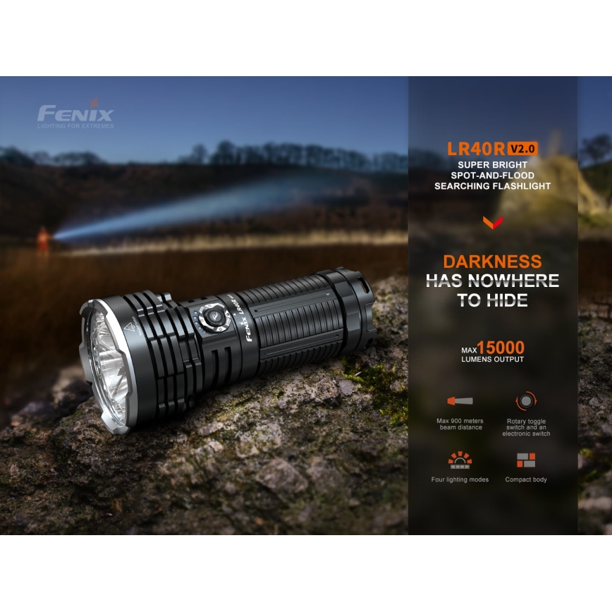 Fenix LR40RV20 - LED uppladdningsbar ficklampa LED/USB IP68 15000 lm 177 h 5000 mAh