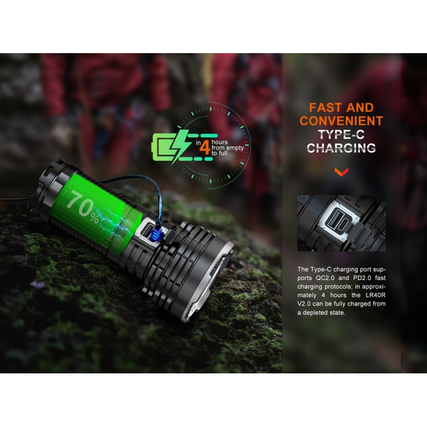 Fenix LR40RV20 - LED uppladdningsbar ficklampa LED/USB IP68 15000 lm 177 h 5000 mAh