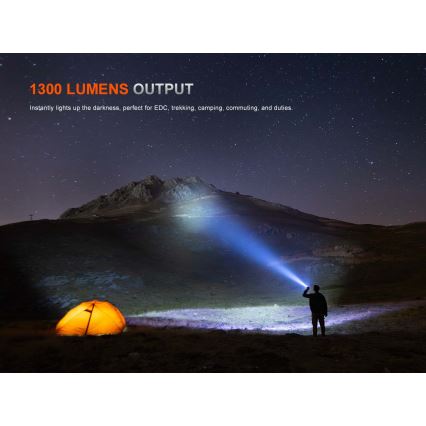 Fenix PD26RACE - dimbar uppladdningsbar LED-ficklampa LED/USB 1600 mAh IP68 1300 lm 556 h svart