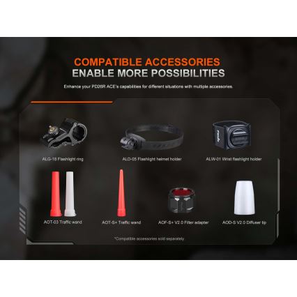 Fenix PD26RACE - dimbar uppladdningsbar LED-ficklampa LED/USB 1600 mAh IP68 1300 lm 556 h svart