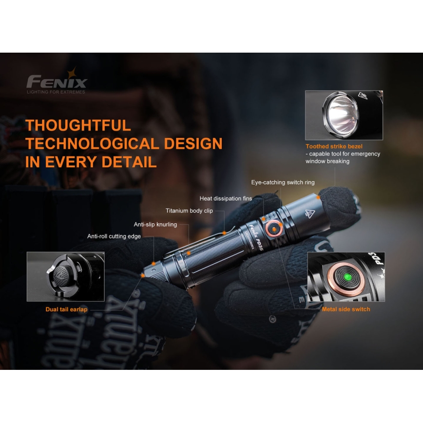 Fenix PD35V30 - LED Uppladdningsbar Ficklampa LED/USB/2xCR123A IP68 1700 lm 230 h 2600 mAh