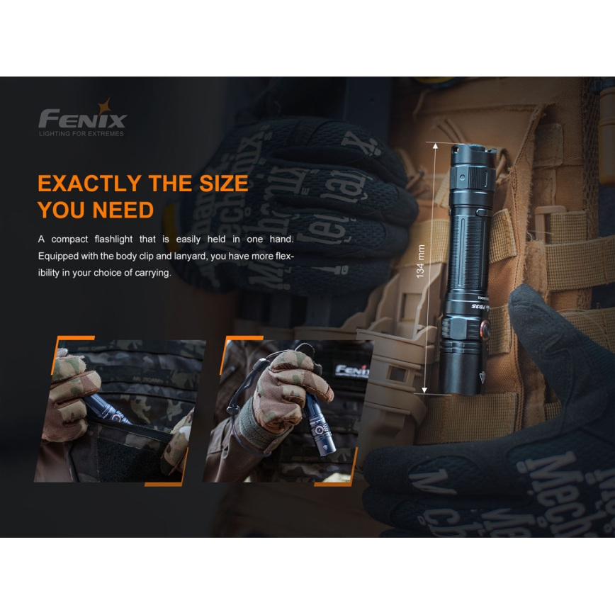 Fenix PD35V30 - LED Uppladdningsbar Ficklampa LED/USB/2xCR123A IP68 1700 lm 230 h 2600 mAh