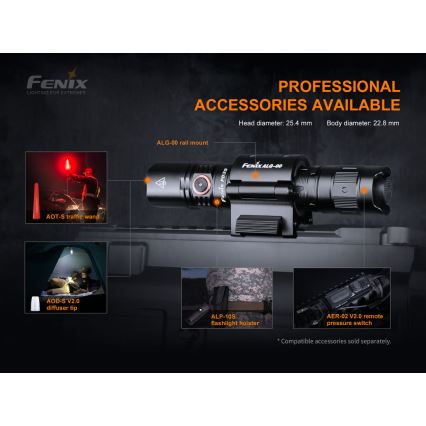 Fenix PD35V30 - LED Uppladdningsbar Ficklampa LED/USB/2xCR123A IP68 1700 lm 230 h 2600 mAh