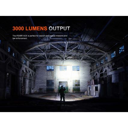Fenix PD36RACE - dimbar uppladdningsbar LED-ficklampa LED/USB 5000 mAh IP68 3000 lm 63,45 h svart