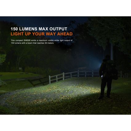 Fenix SW05RREDBLC - LED Ljusreglerad uppladdningsbar ficklampa LED/USB IPX6 150 lm 49 h 700 mAh svart