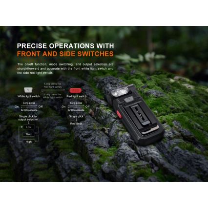 Fenix SW05RREDBLC - LED Ljusreglerad uppladdningsbar ficklampa LED/USB IPX6 150 lm 49 h 700 mAh svart