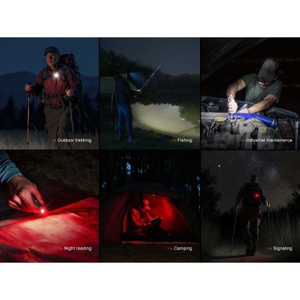 Fenix SW05RREDBLC - LED Ljusreglerad uppladdningsbar ficklampa LED/USB IPX6 150 lm 49 h 700 mAh svart